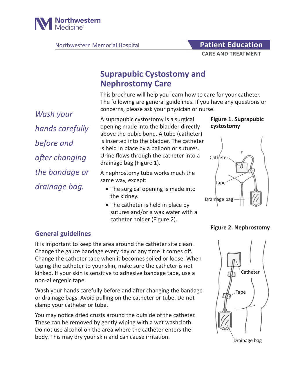 Suprapubic Cystostomy and Nephrostomy Care This Brochure Will Help You Learn How to Care for Your Catheter