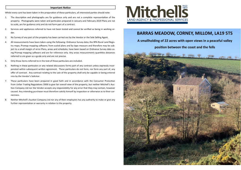 Barras Meadow, Corney, Millom, La19 5Ts 3