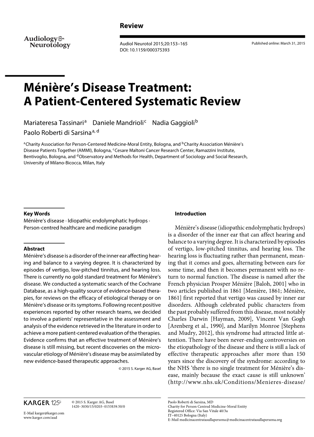 Ménière's Disease Treatment: a Patient-Centered Systematic Review