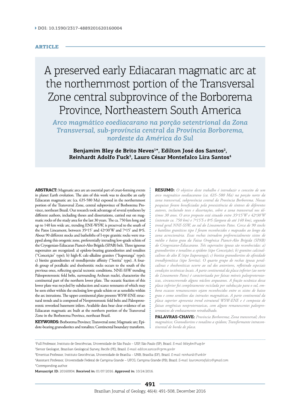 A Preserved Early Ediacaran Magmatic Arc at the Northernmost