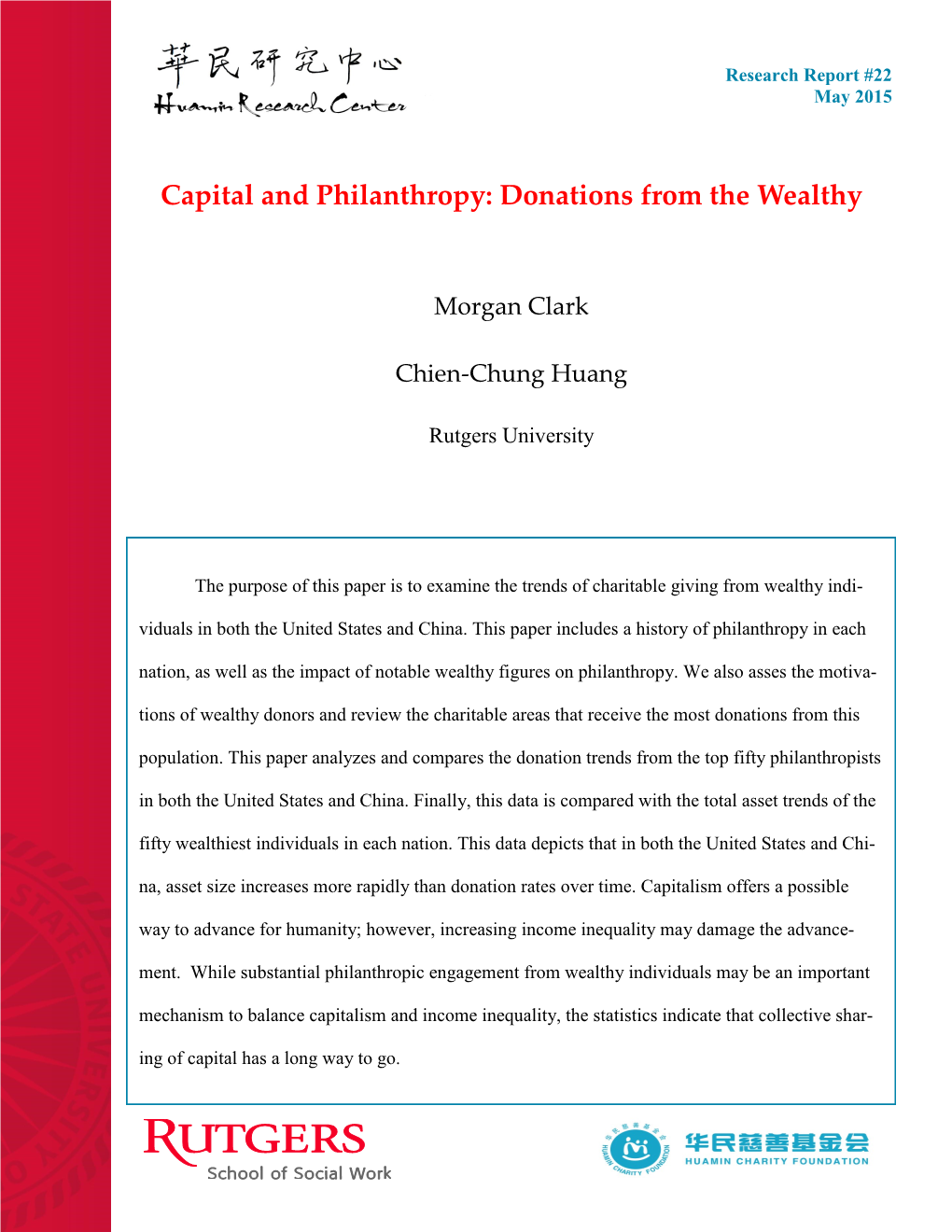 Capital and Philanthropy: Donations from the Wealthy