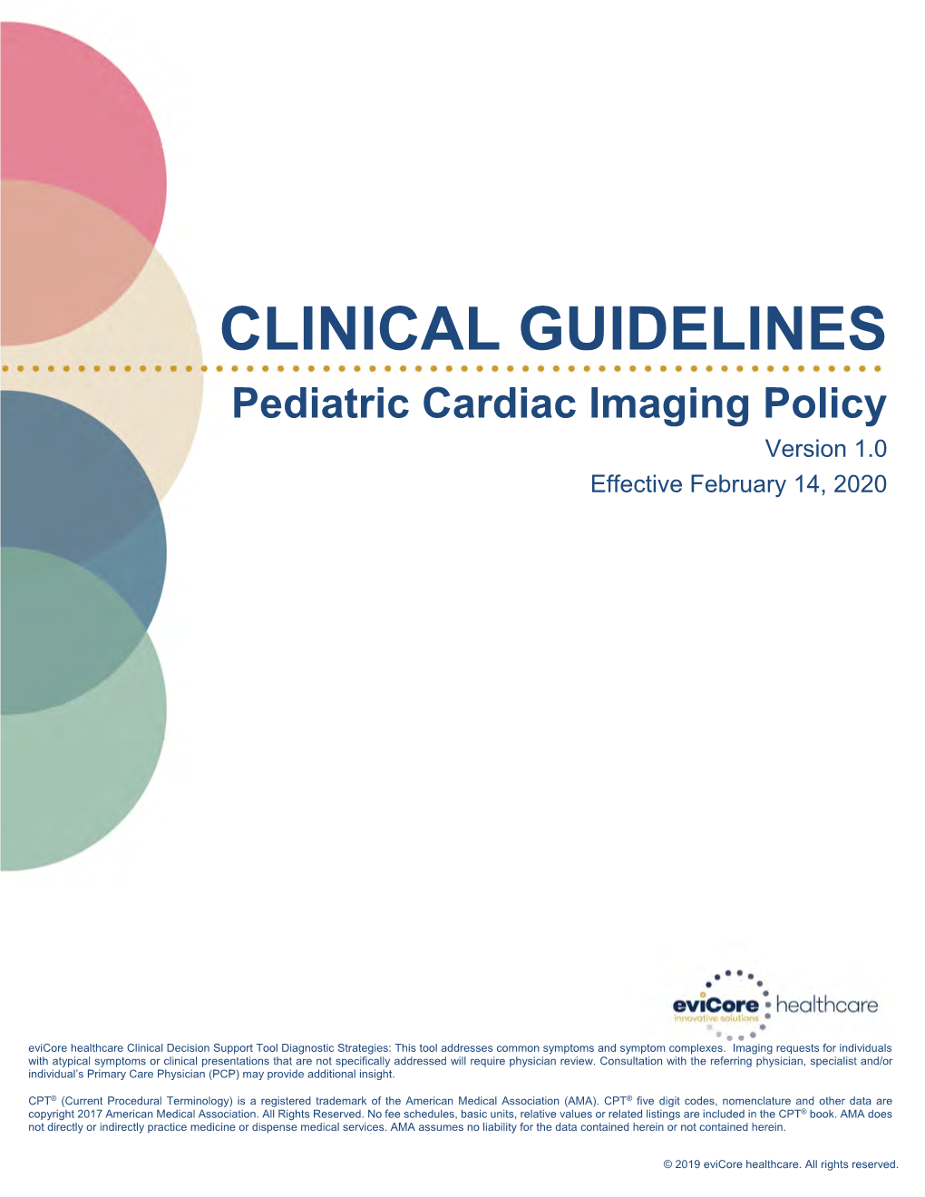 Pediatric Cardiac Imaging Guidelines V1.0