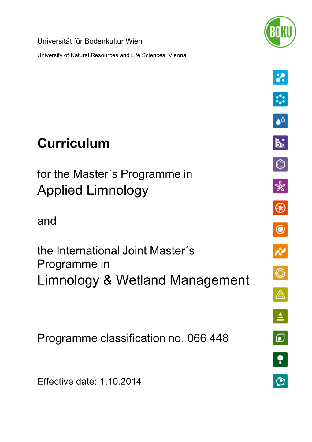 Curriculum Applied Limnology Limnology & Wetland Management