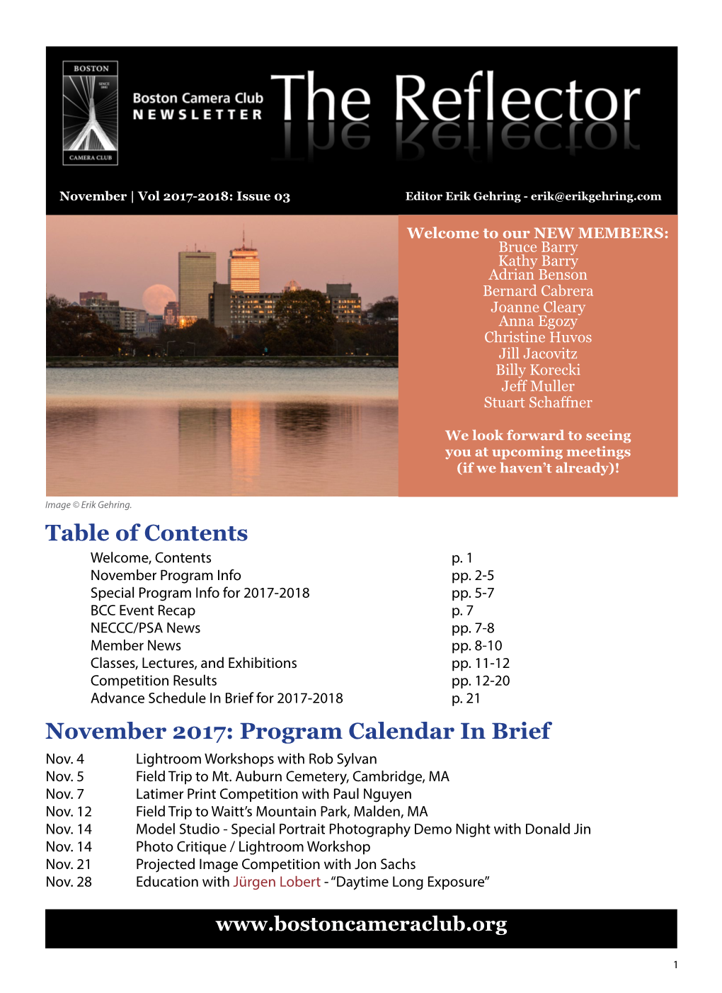 Table of Contents November 2017: Program