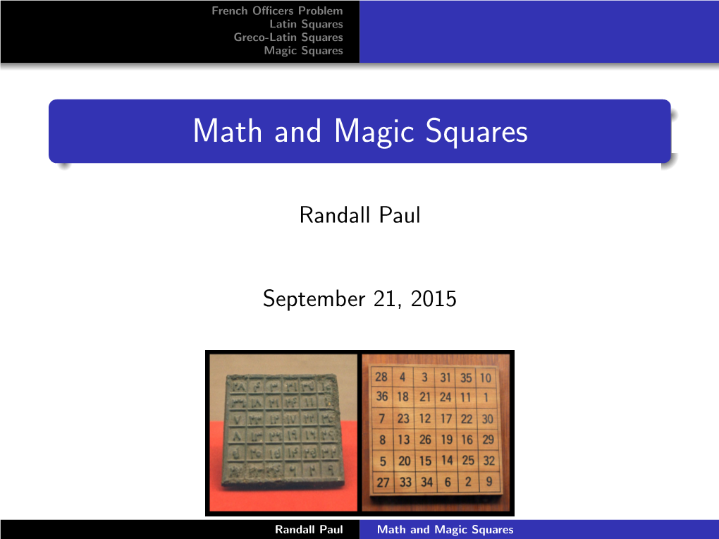 Math and Magic Squares