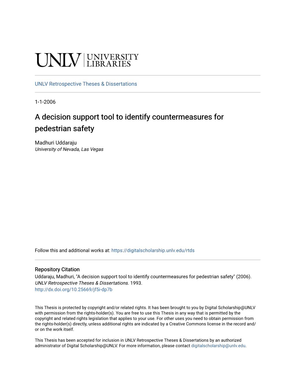 A Decision Support Tool to Identify Countermeasures for Pedestrian Safety