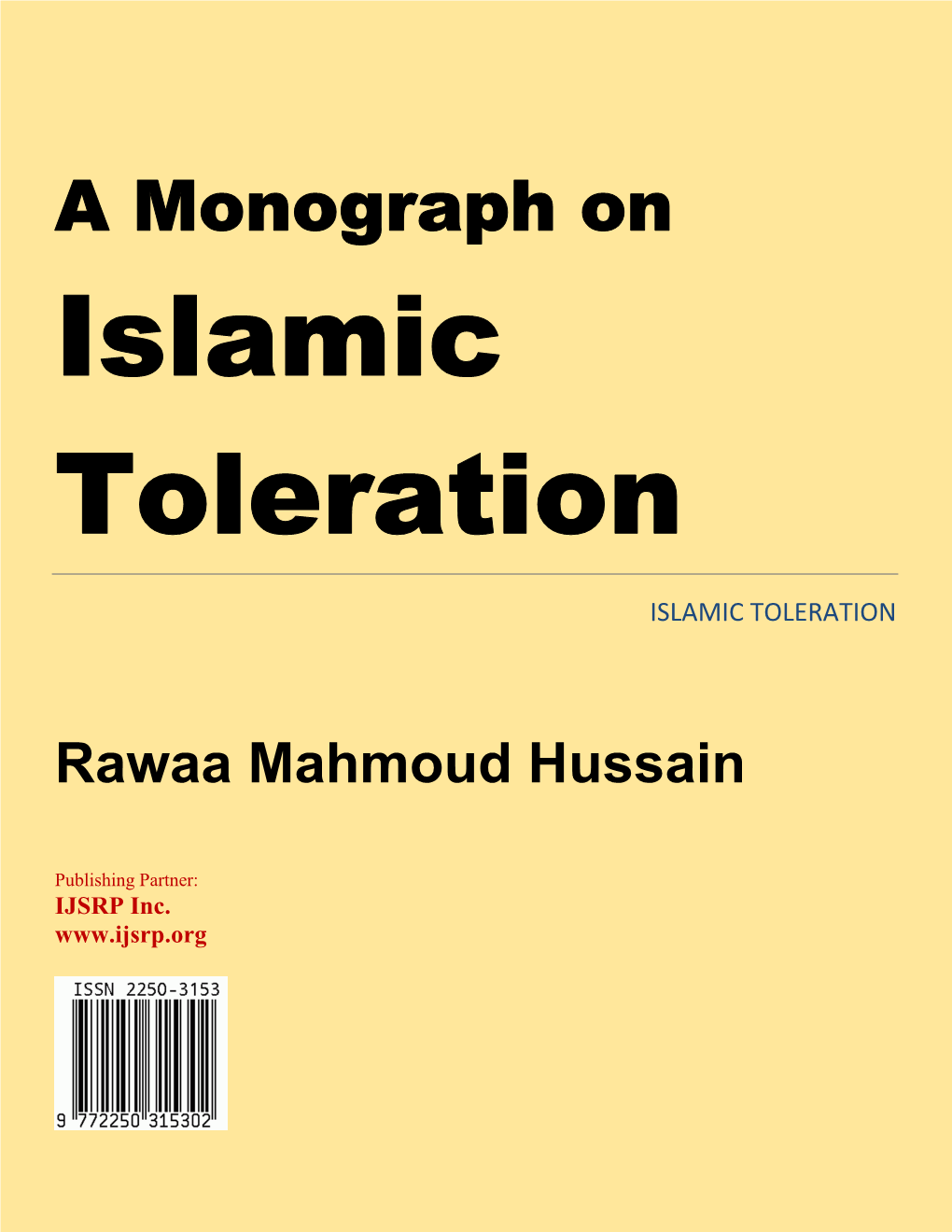 A Monograph on Islamic Toleration