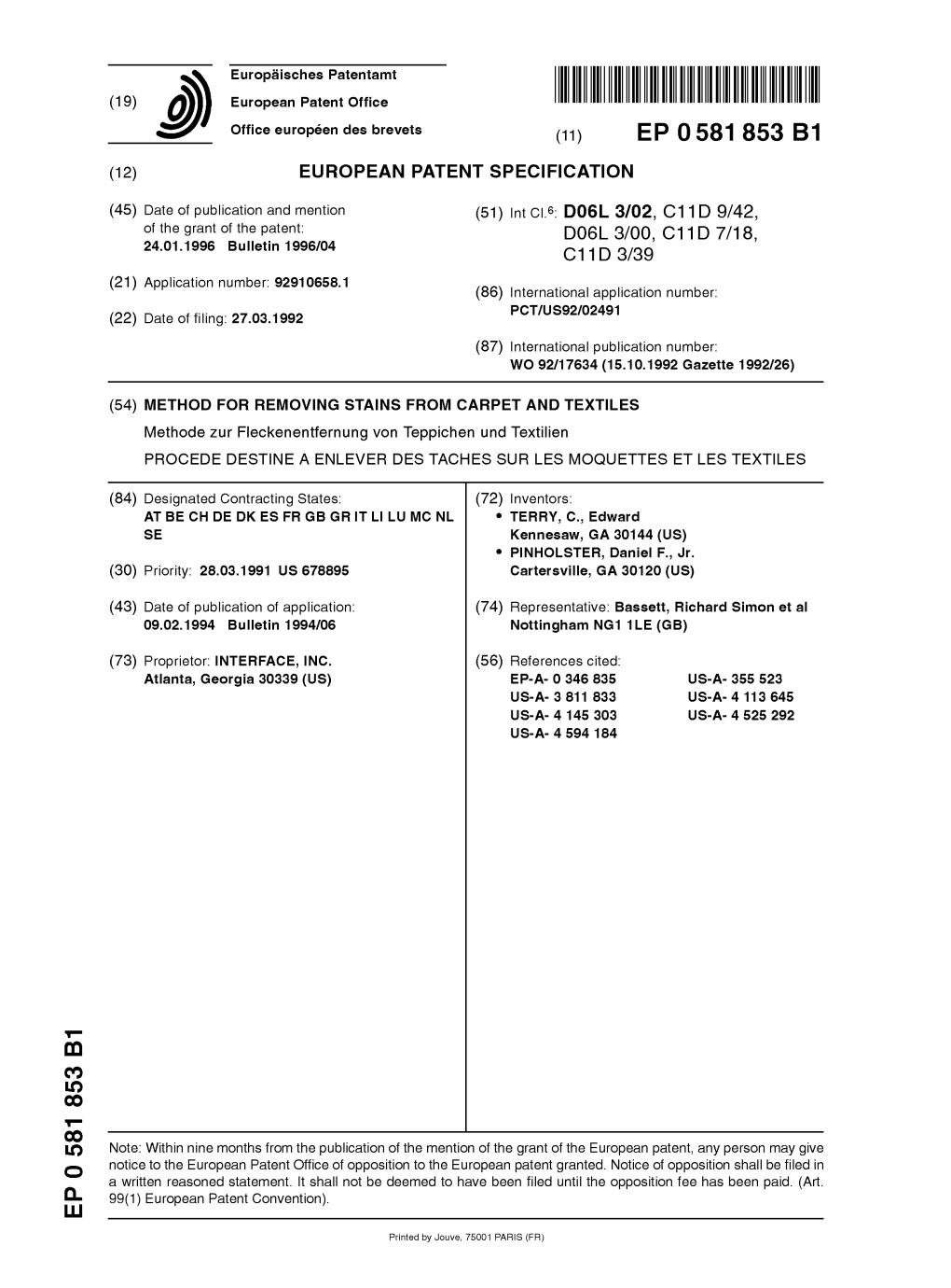 Method for Removing Stains from Carpet and Textiles