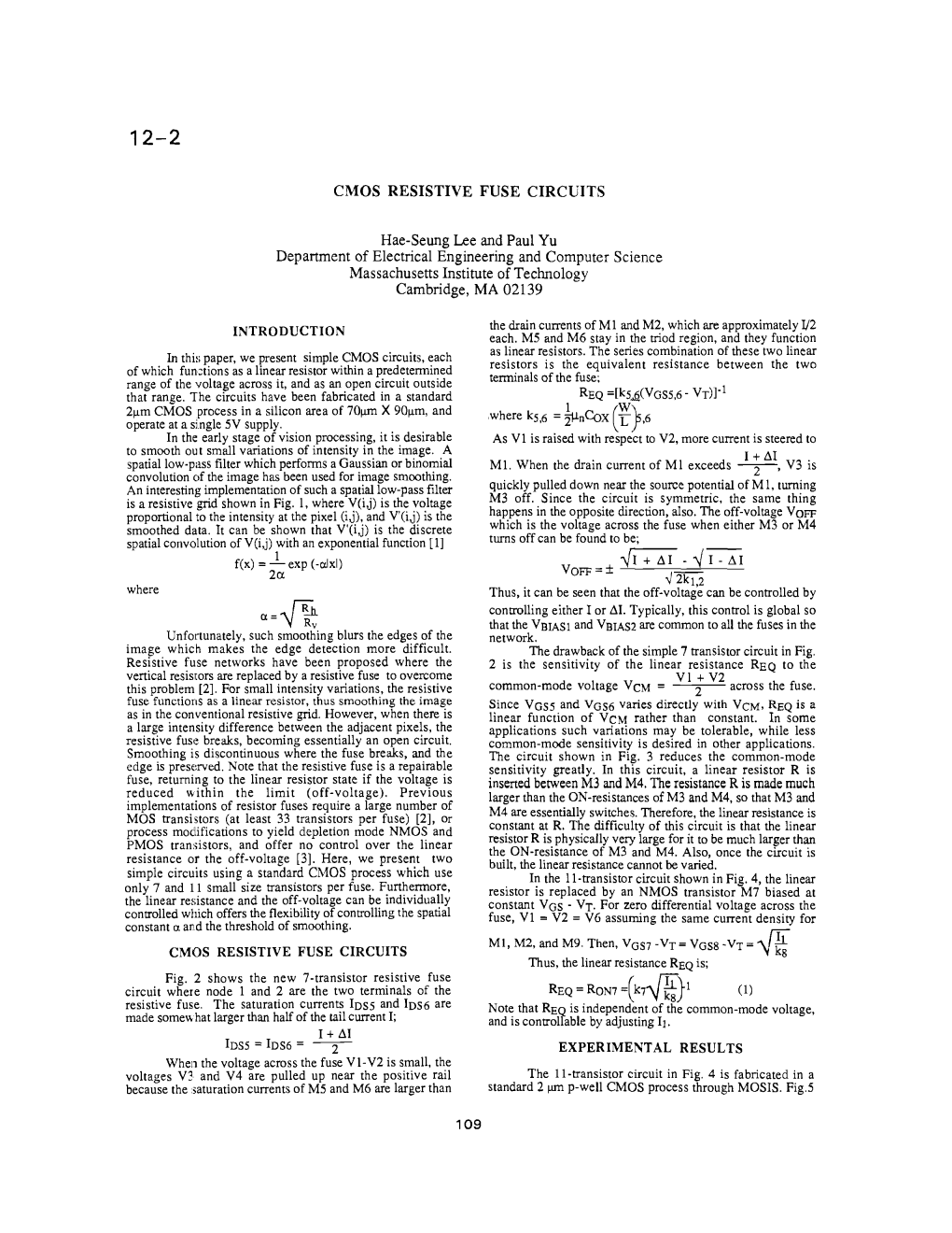 Cmos Resistive Fuse Circuits