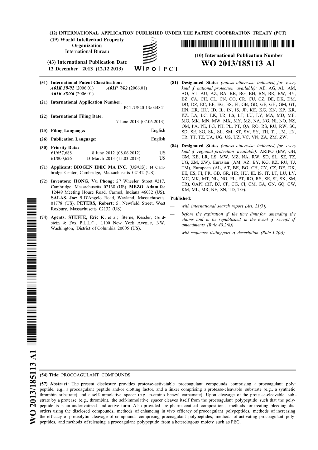 WO 2013/185113 Al 12 December 2013 (12.12.2013) P O P C T