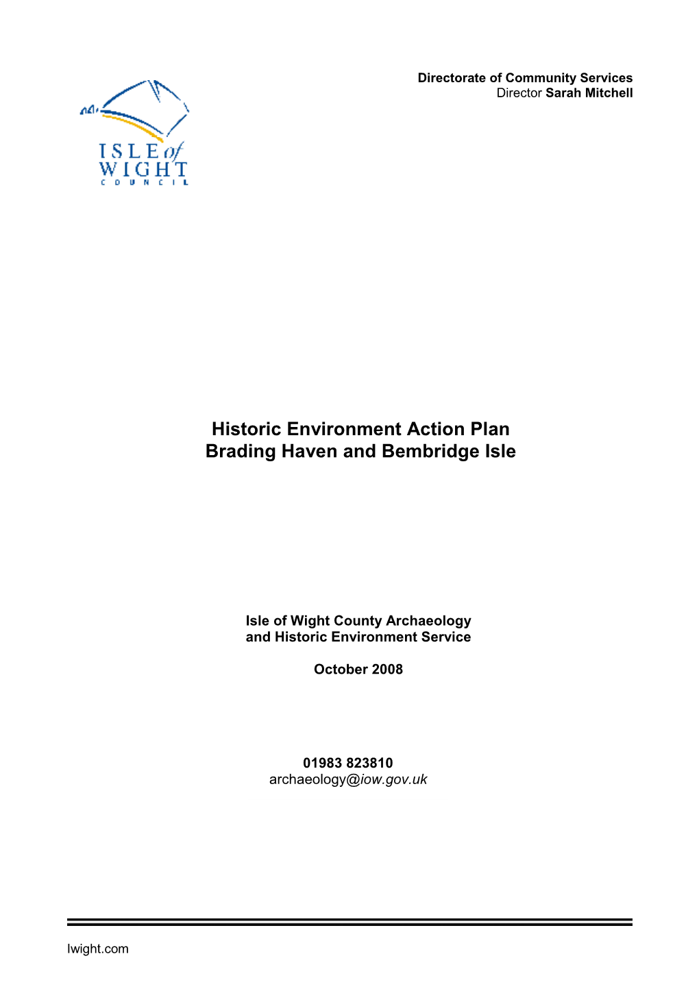 Historic Environment Action Plan Brading Haven and Bembridge Isle