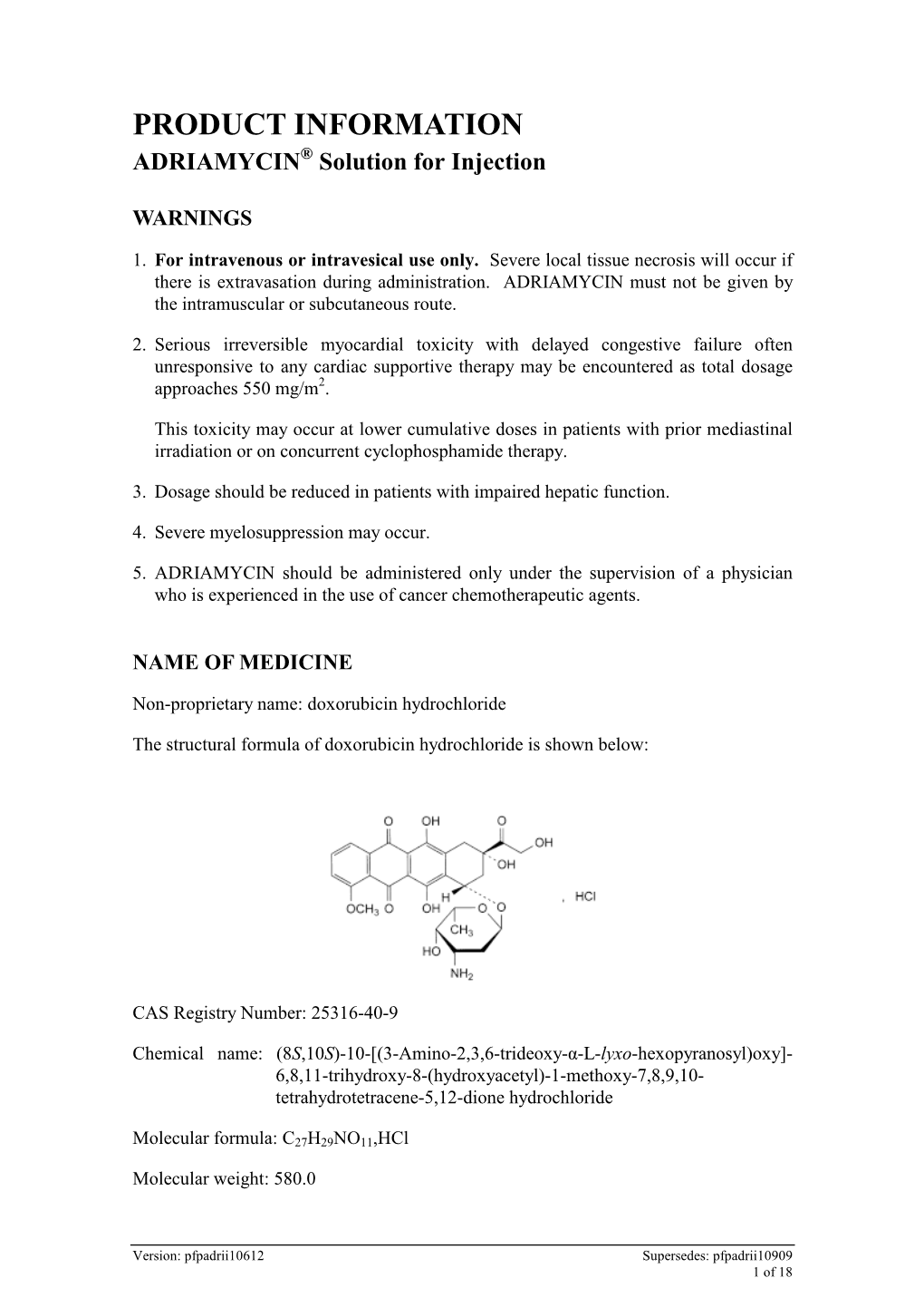 ADRIAMYCIN® Solution for Injection