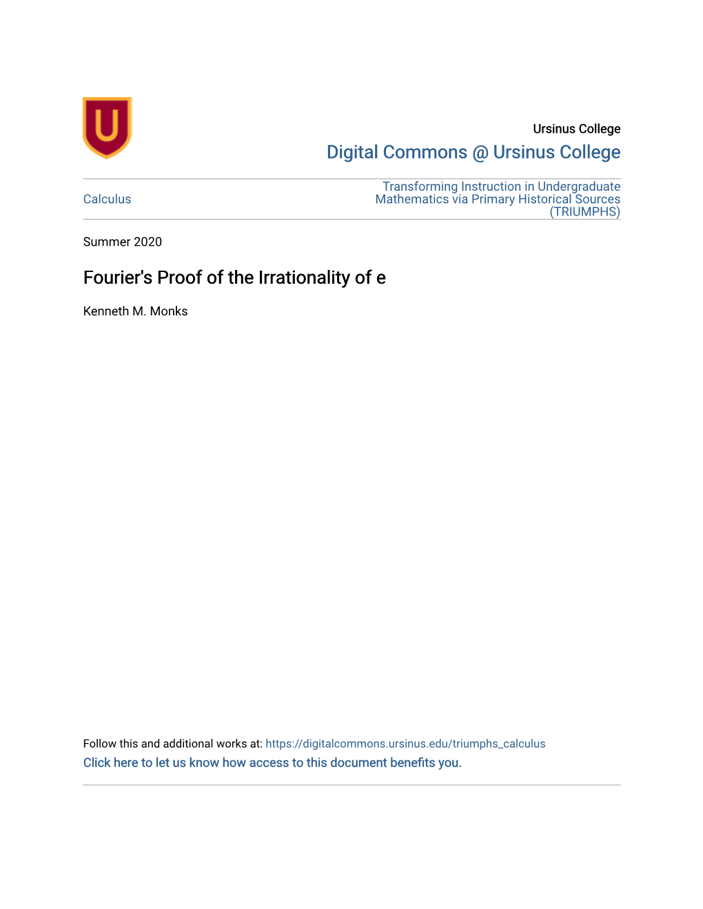 Fourier's Proof of the Irrationality of E