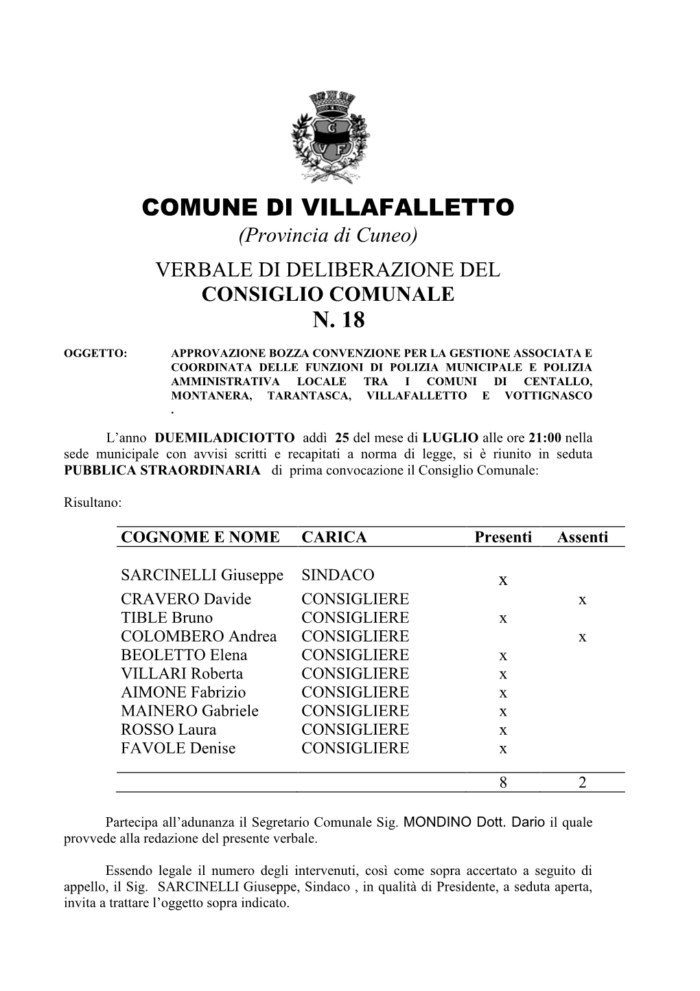 Comune Di Villafalletto N. 18