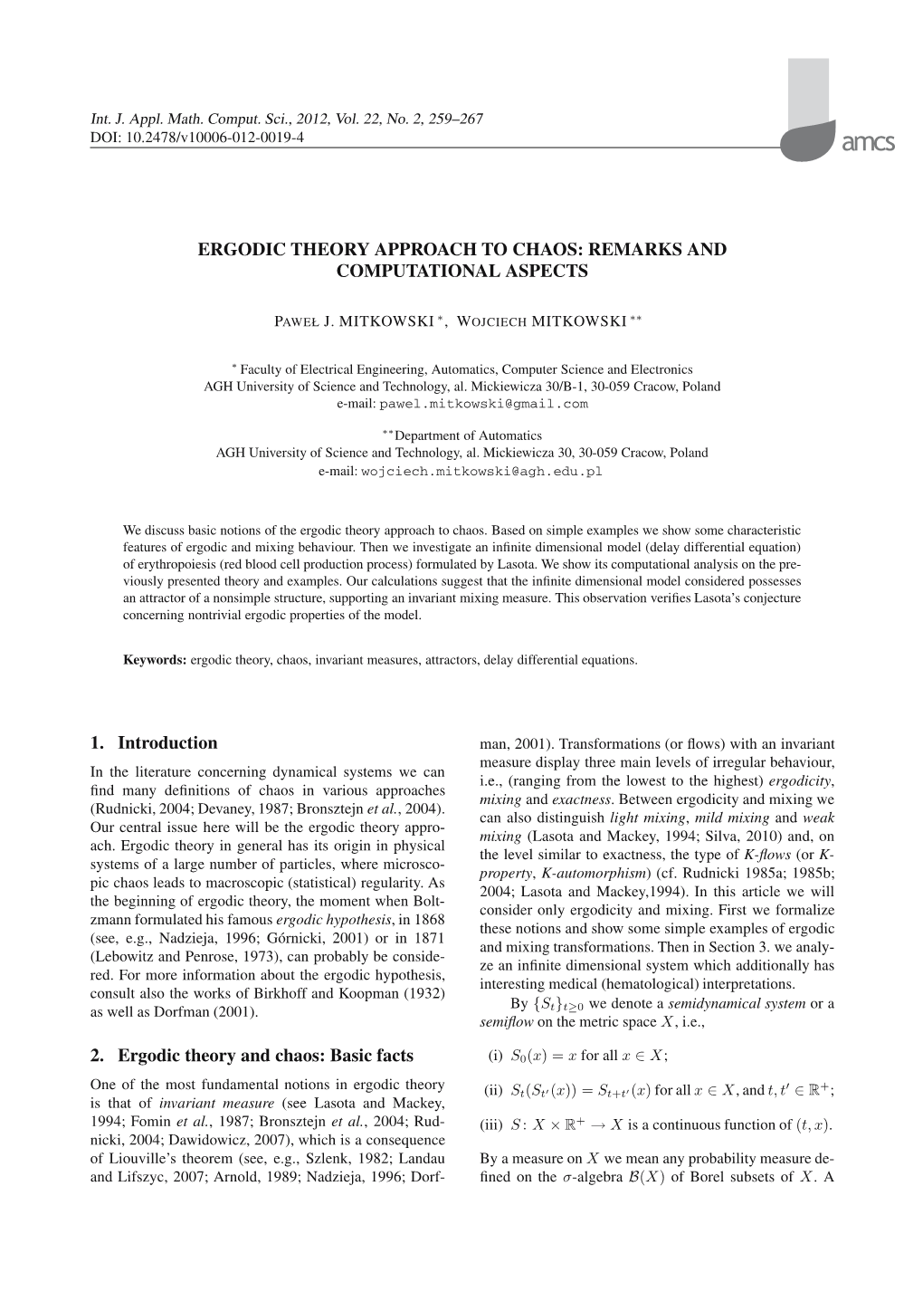 Ergodic Theory Approach to Chaos: Remarks and Computational Aspects