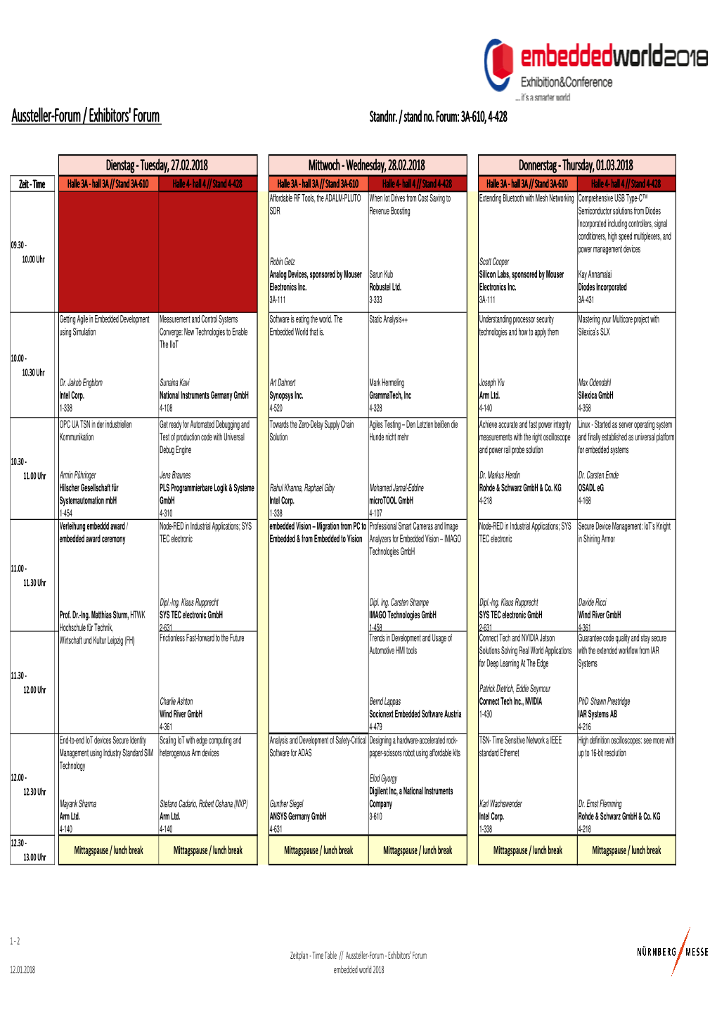 Published Schedule Exhibitors Forum 2018