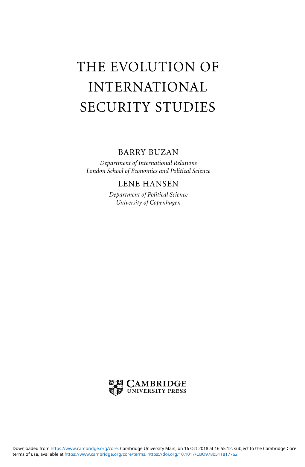 The Evolution of International Security Studies