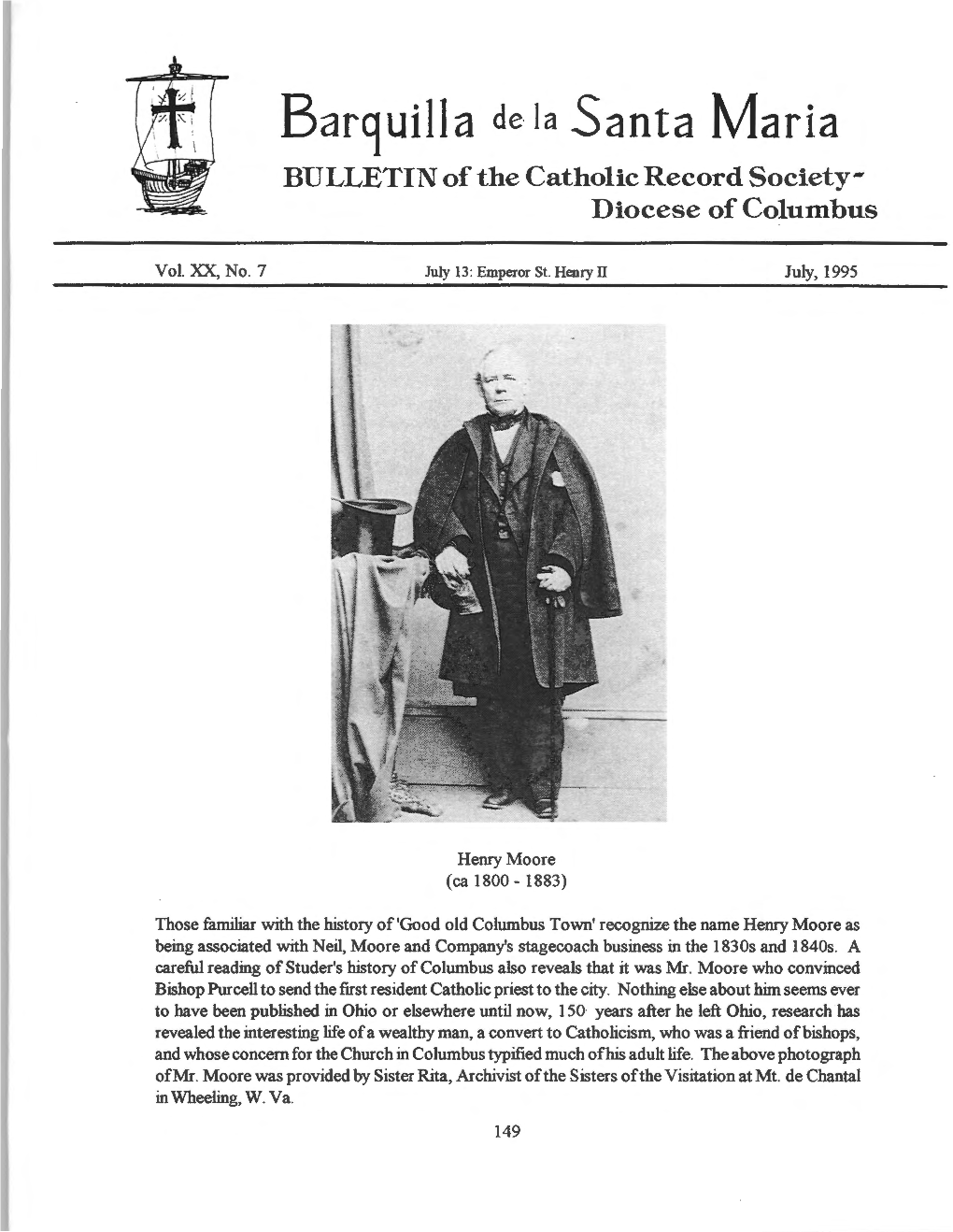 Barquilla De La Santa Maria BULLETIN of the Catholic Record Society­ Diocese of Columbus