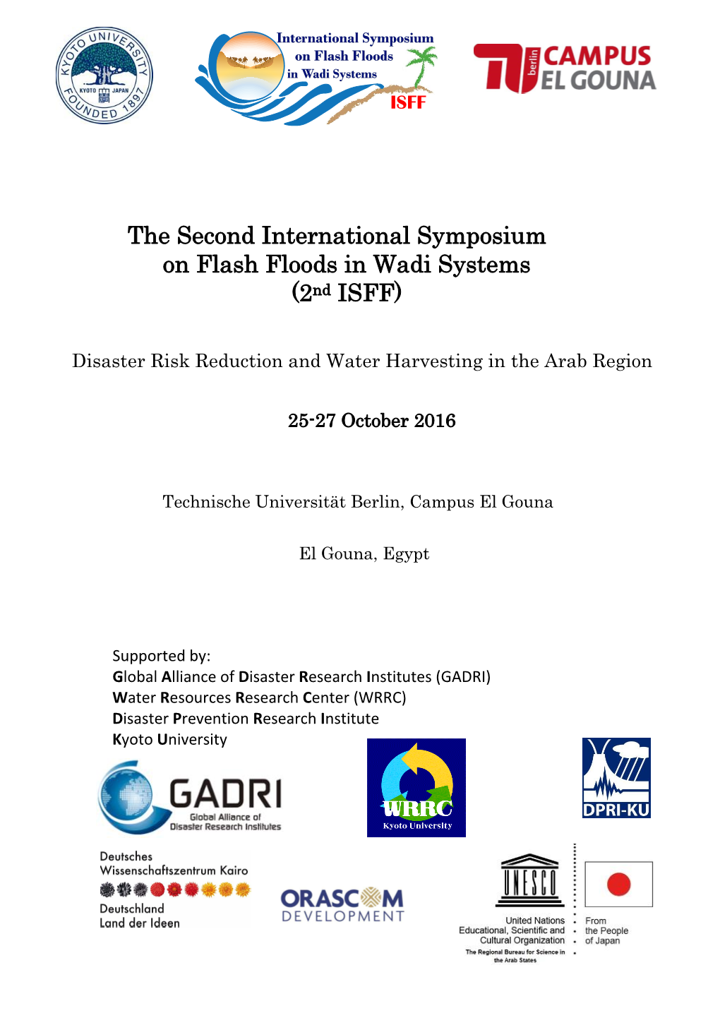 The Second International Symposium on Flash Floods in Wadi Systems (2Nd ISFF)