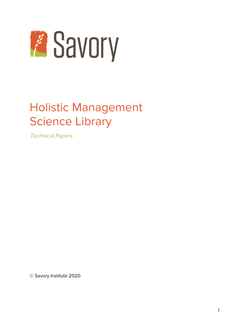 Holistic Management Science Library Technical Papers