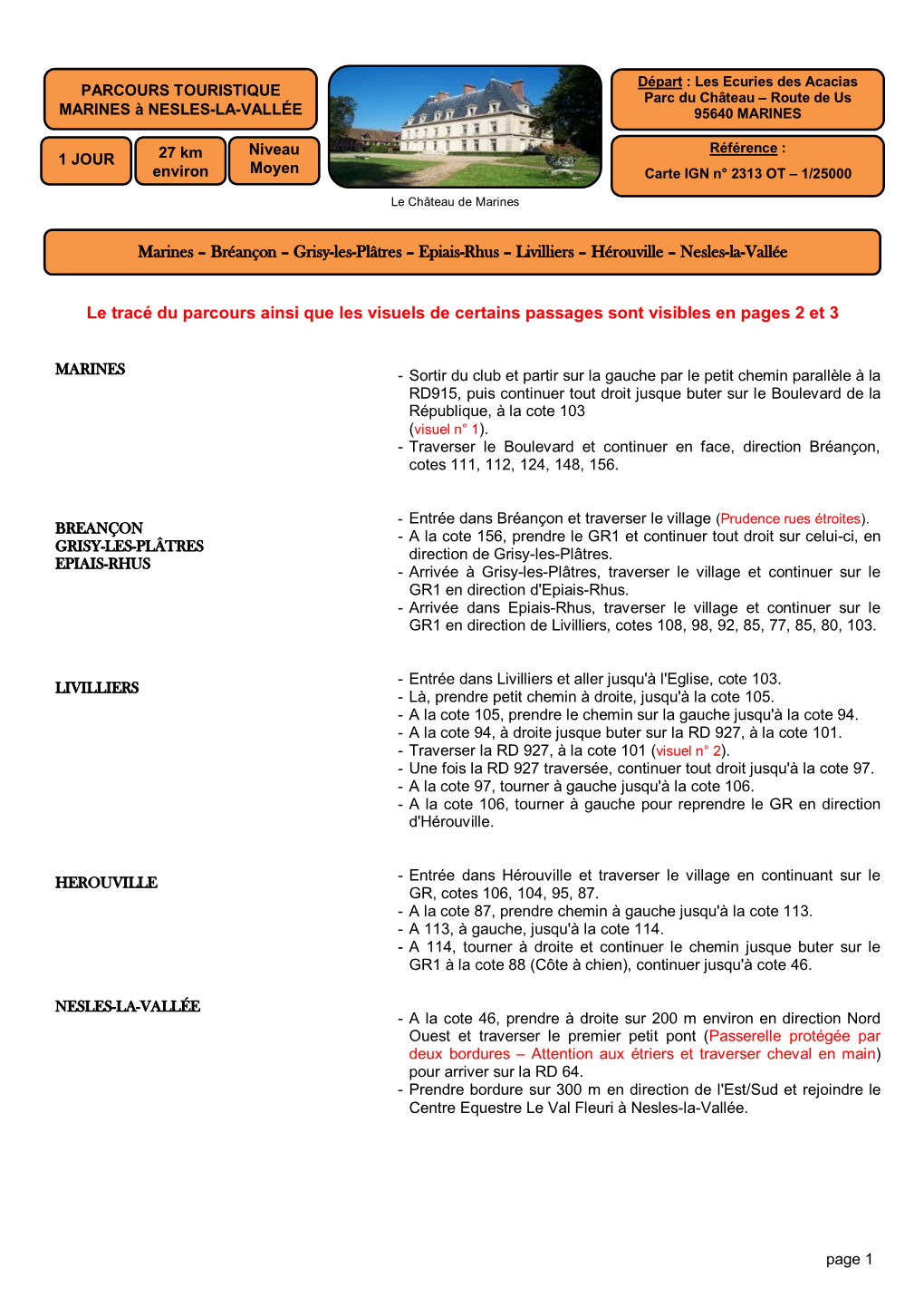 Grisy-Les-Plâtres – Epiais-Rhus – Livilliers – Hérouville – Nesles-La-Vallée