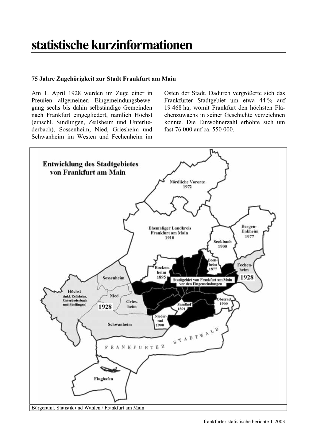 75 Jahre Zugehörigkeit Zur Stadt Frankfurt Am Main, FSB 2003/1