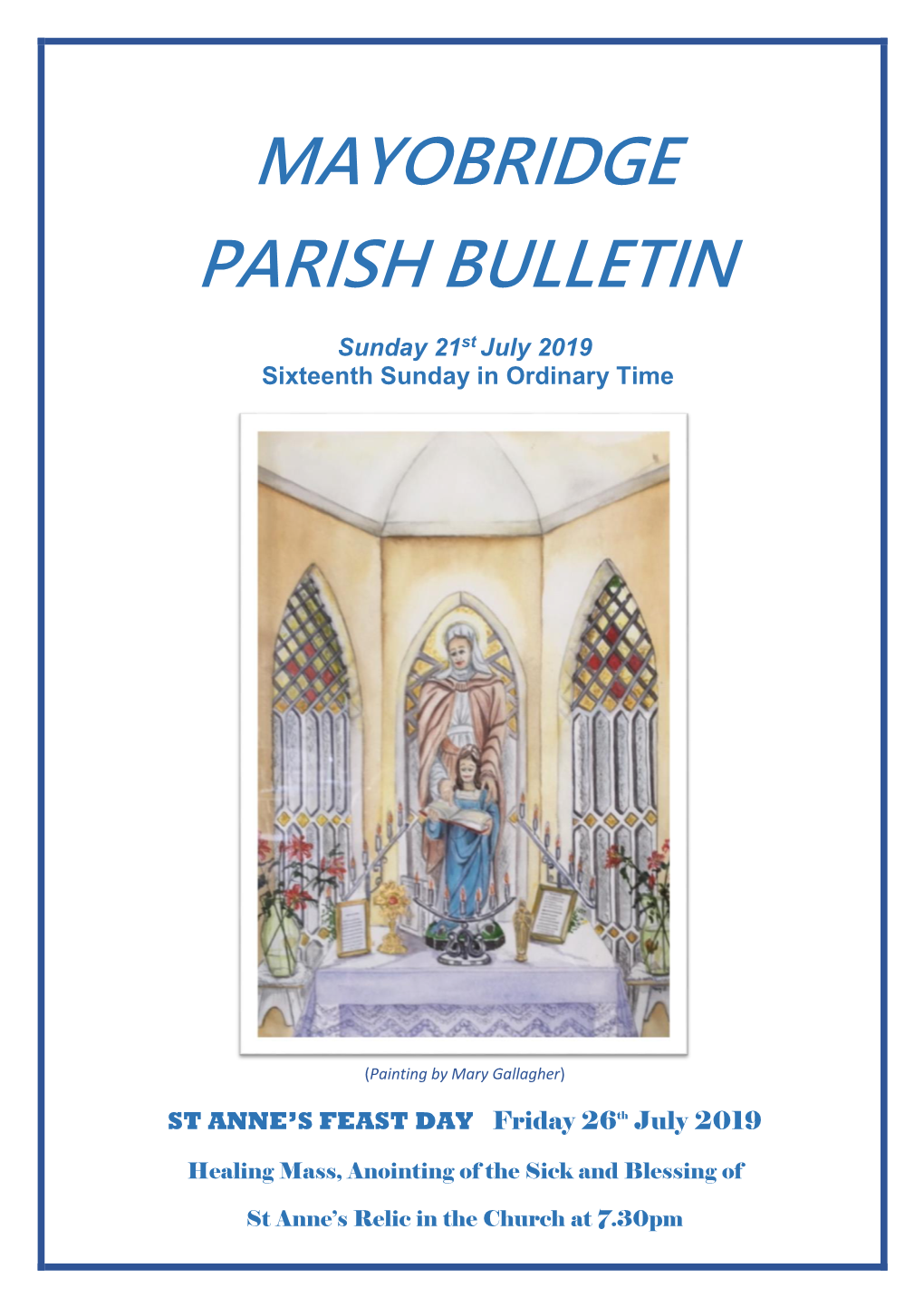 Parish Newsletter WE 21 July 2019