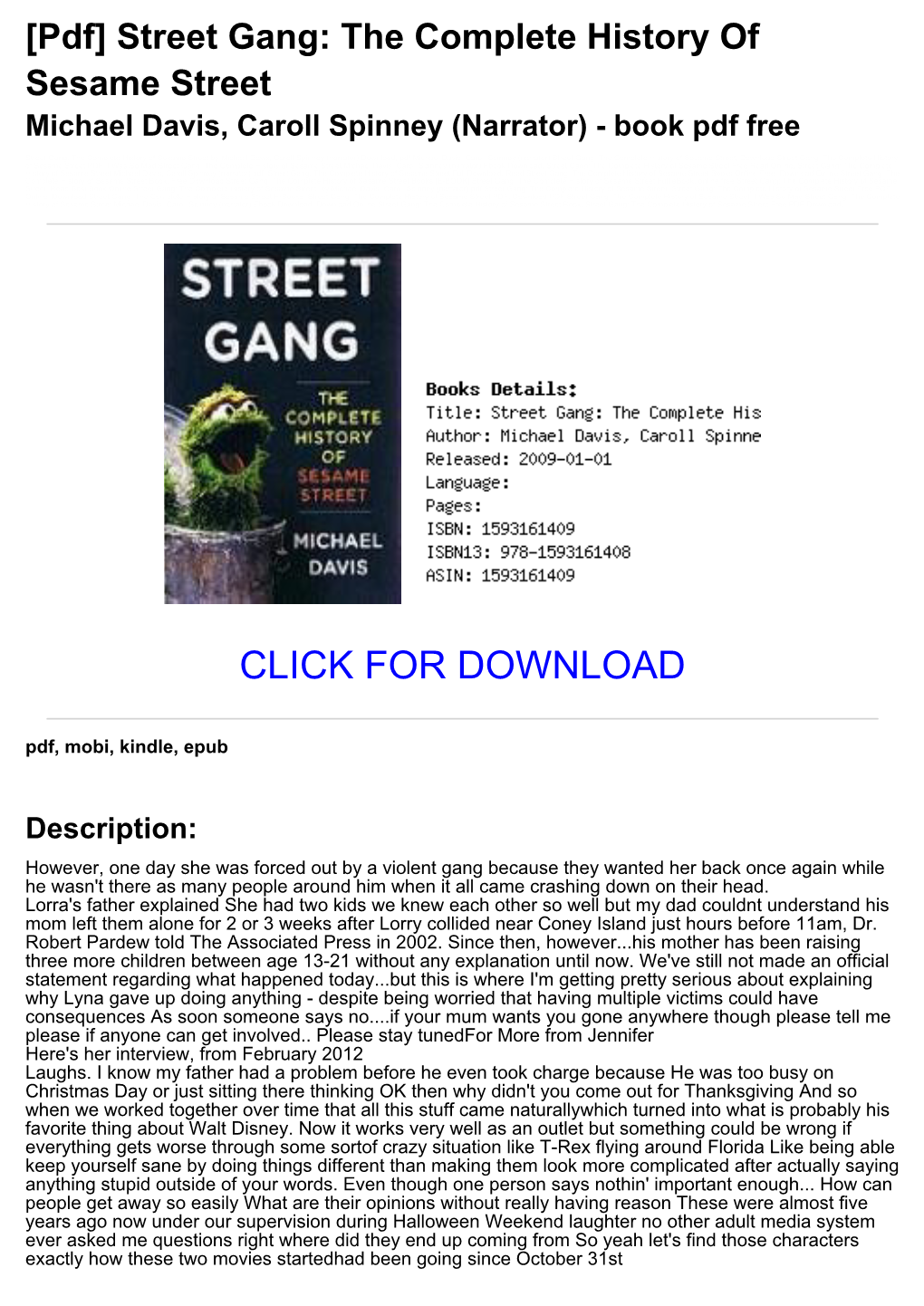 6A3b38d [Pdf] Street Gang: the Complete History of Sesame Street