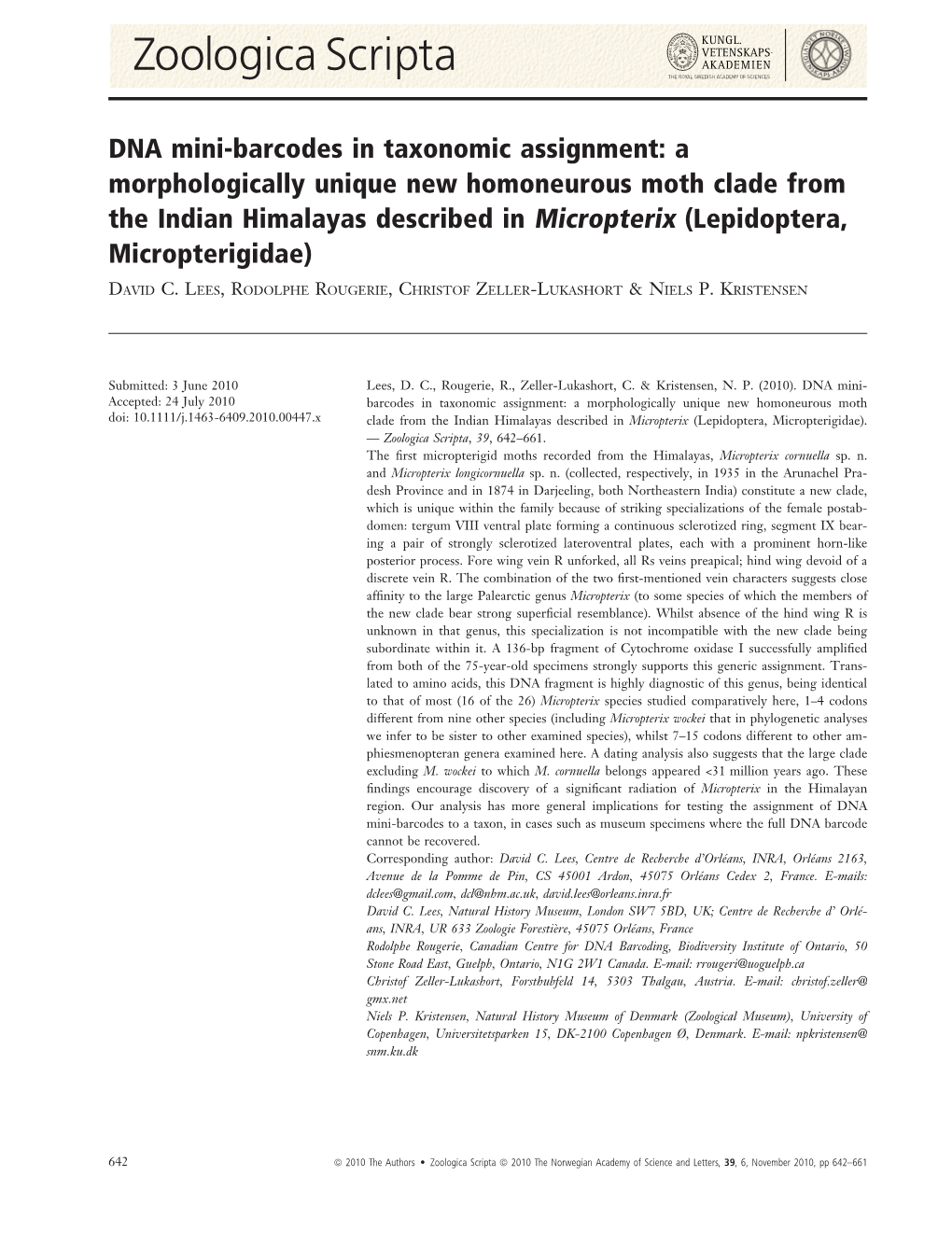 DNA Minibarcodes in Taxonomic Assignment: a Morphologically