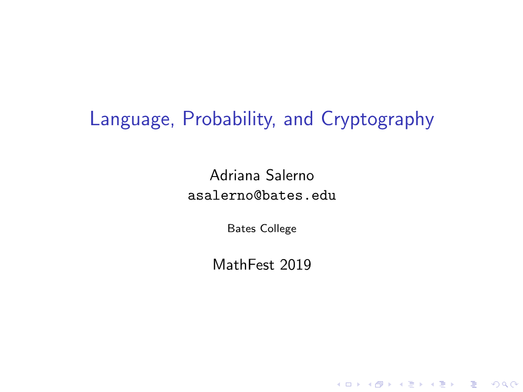 Language, Probability, and Cryptography