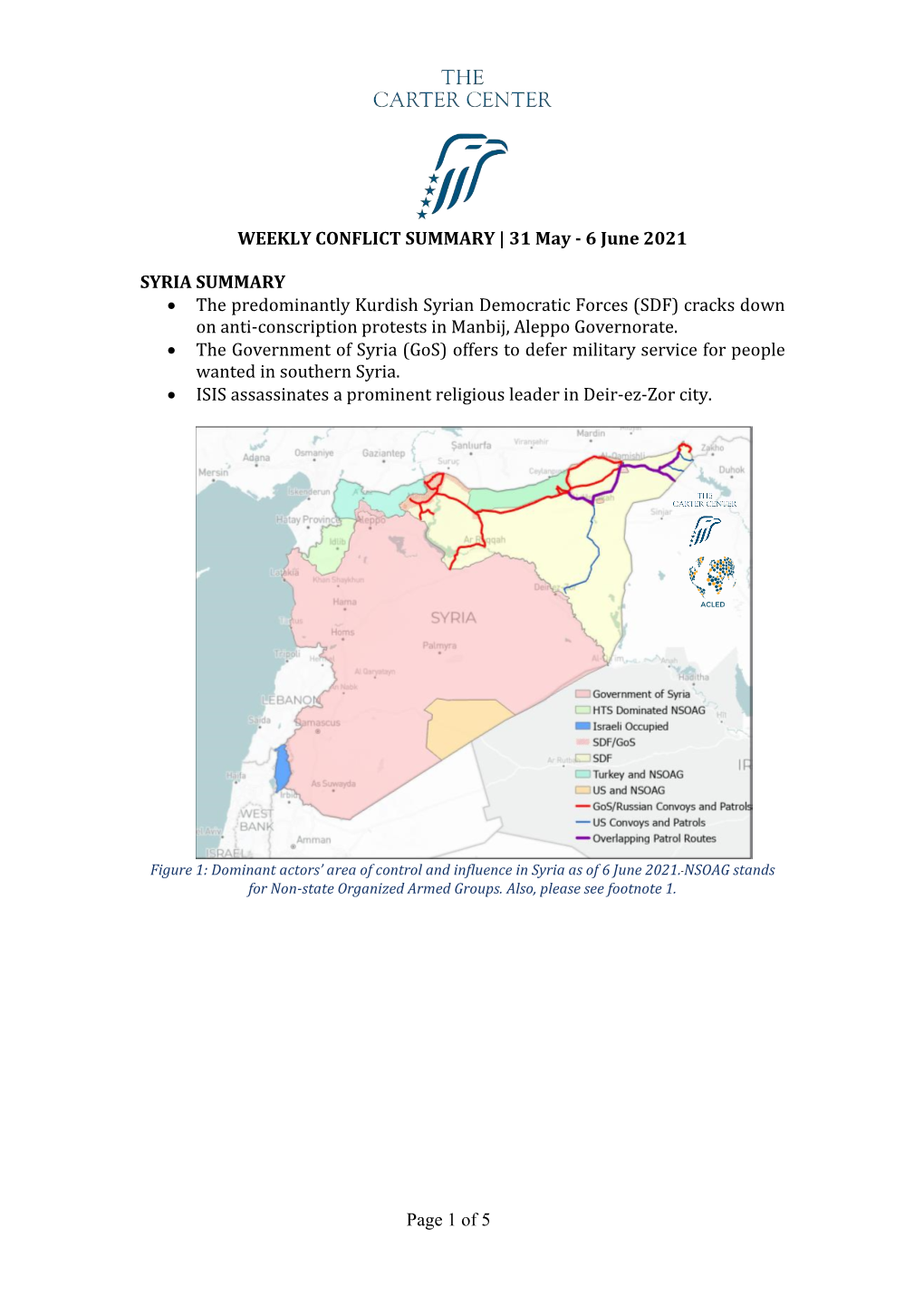 WEEKLY CONFLICT SUMMARY | 31 May - 6 June 2021