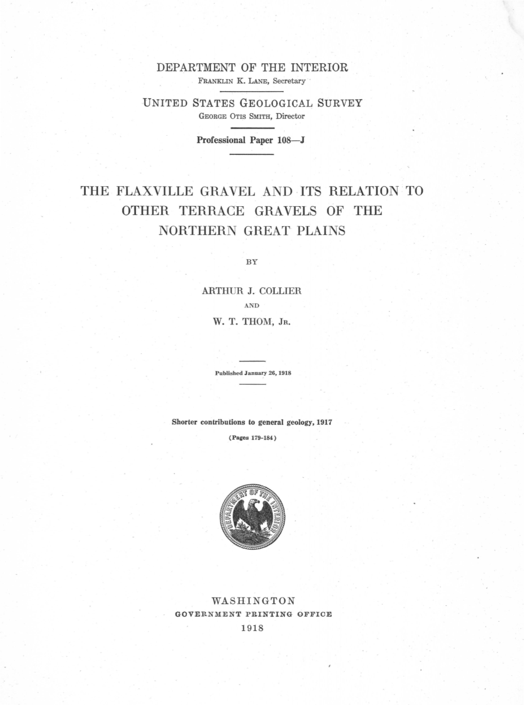 The Flaxville Gravel and ·Its Relation to Other Terrace Gravels of the Northern Great Plains