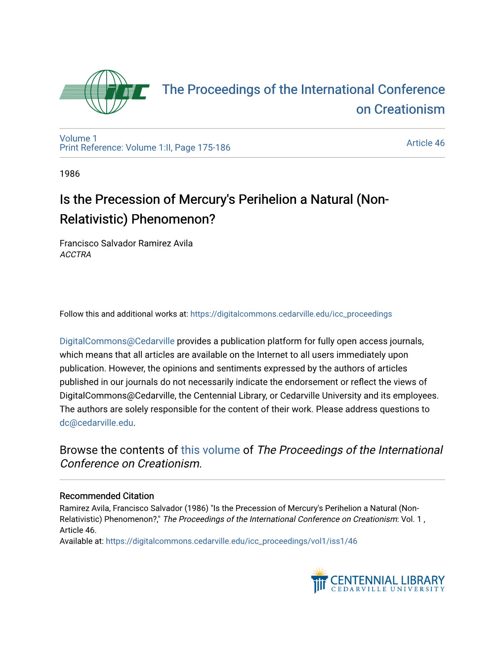 Is the Precession of Mercury's Perihelion a Natural (Non-Relativistic) Phenomenon?