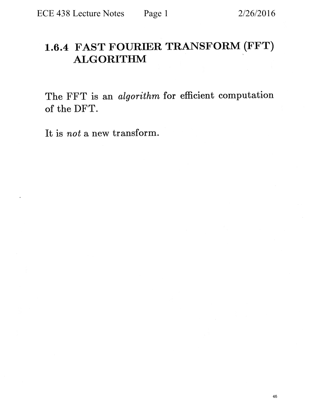 26 February 2016 ECE 438 Lecture Notes