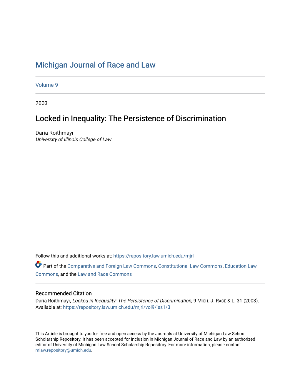 Locked in Inequality: the Persistence of Discrimination