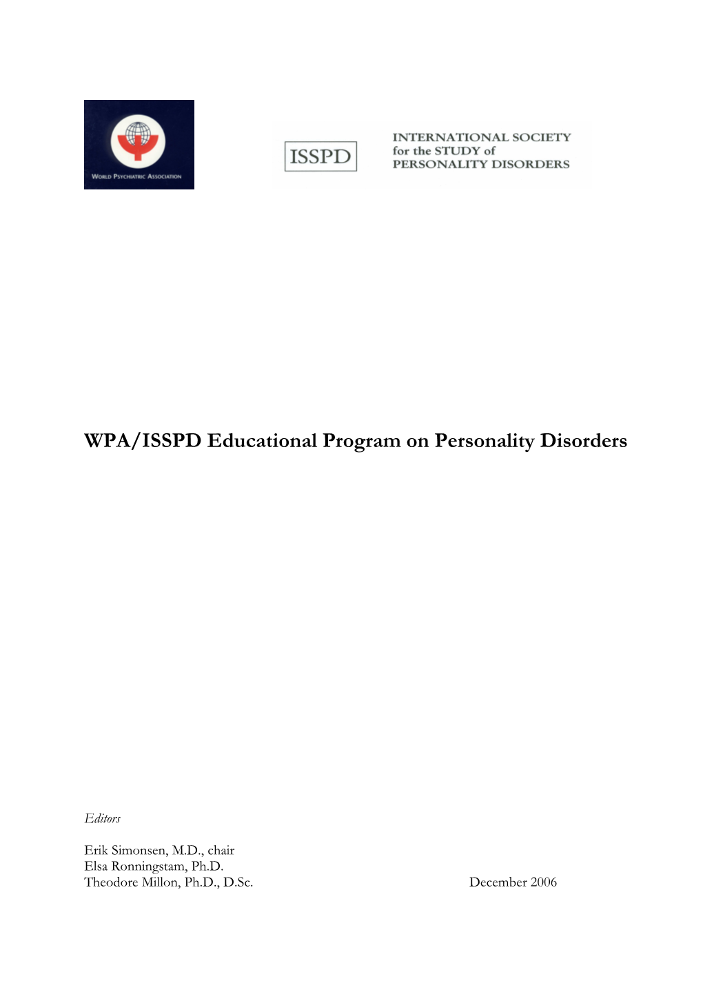 WPA/ISSPD Educational Program on Personality Disorders