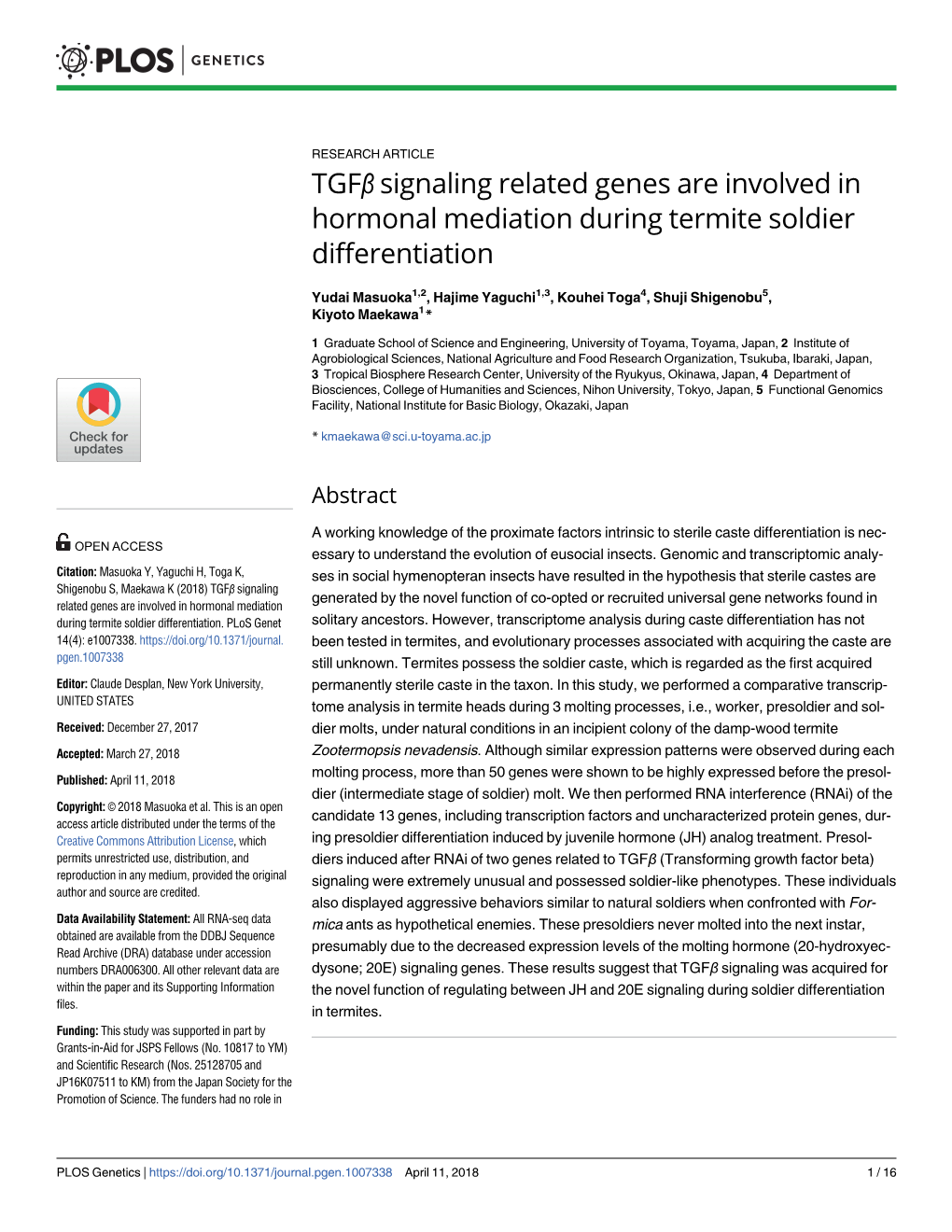 Signaling Related Genes Are Involved in Hormonal Mediation During Termite Soldier Differentiation