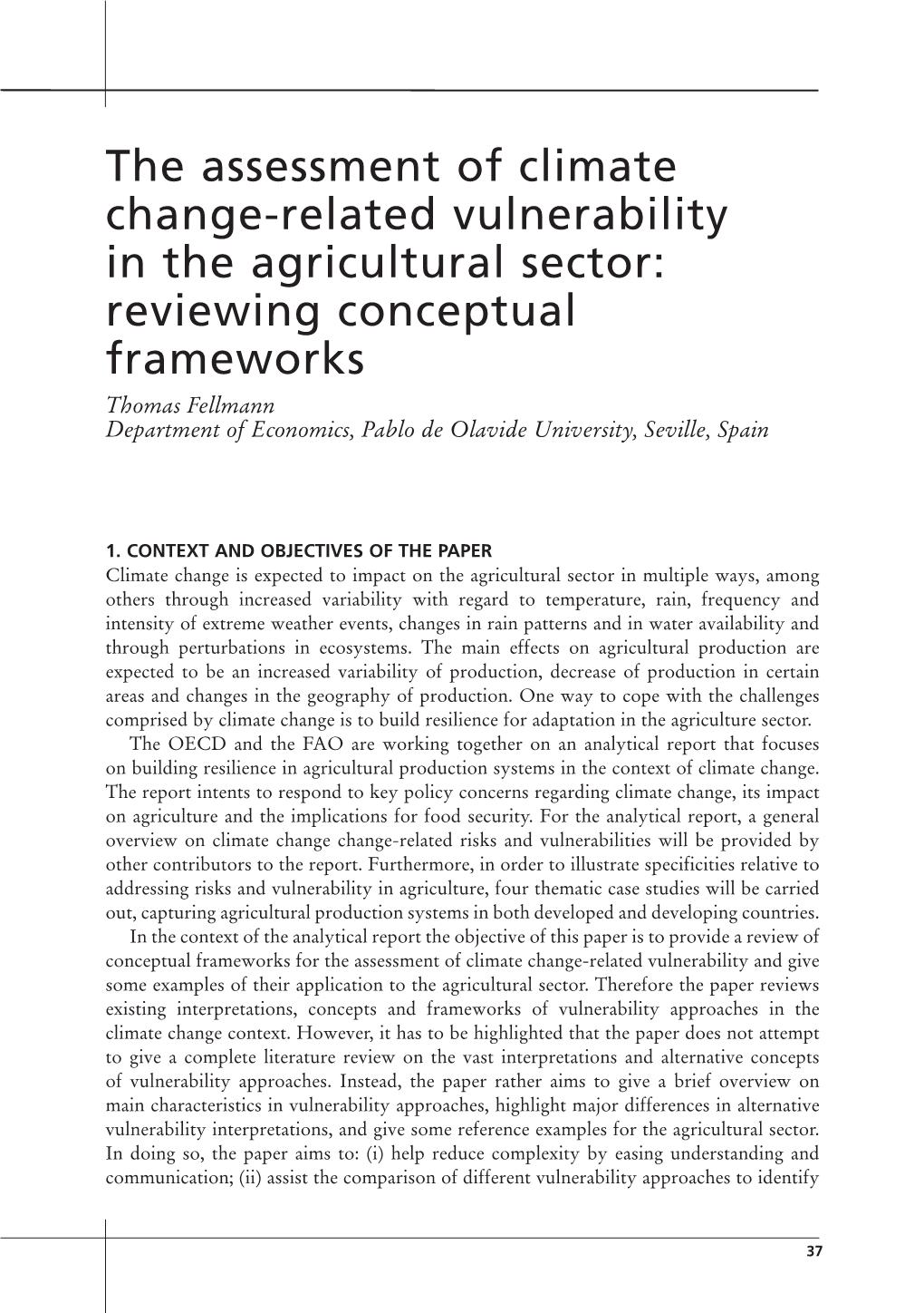 The Assessment of Climate Change-Related Vulnerability in The