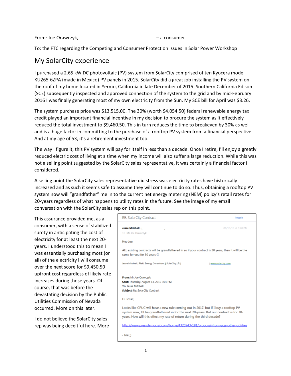 My Solarcity Experience