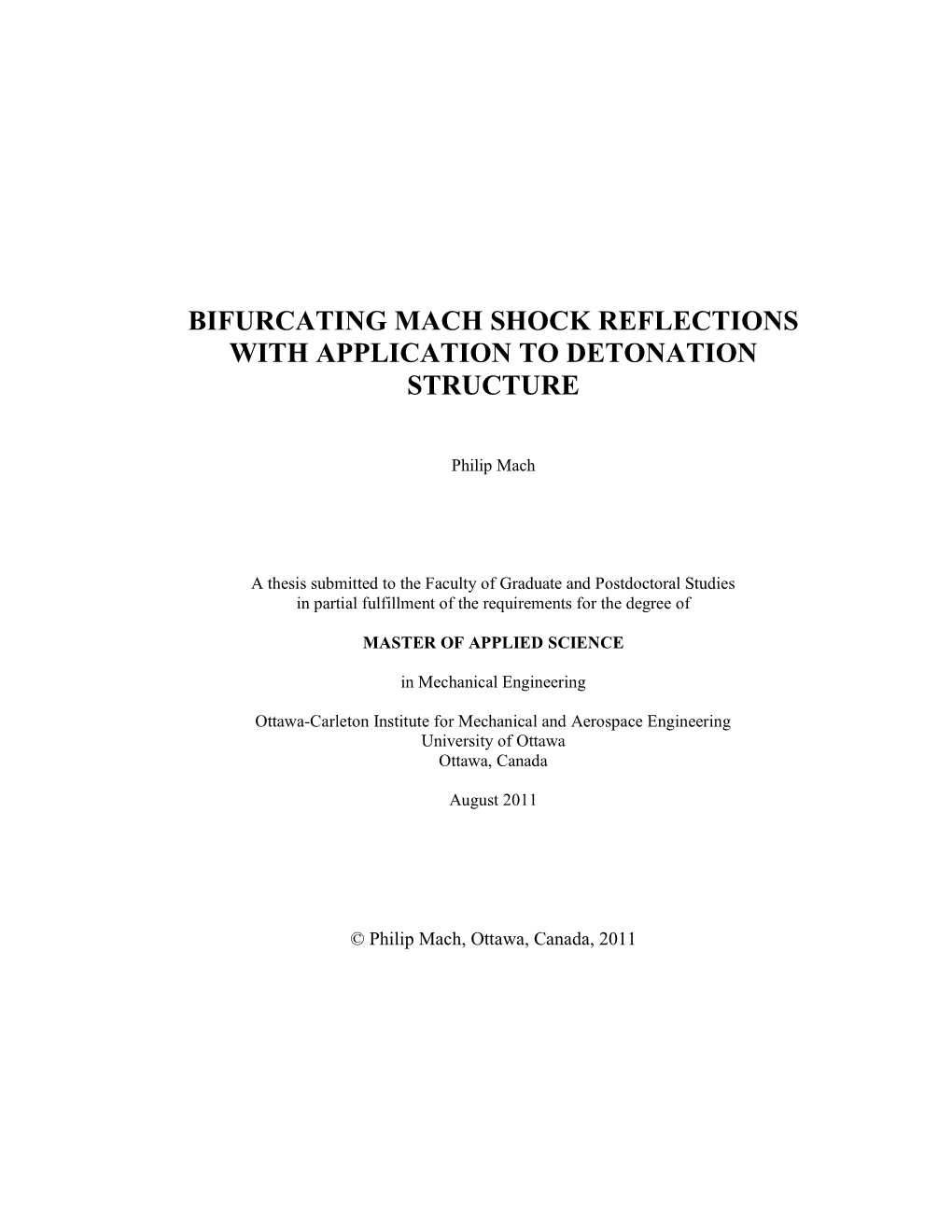 Bifurcating Mach Shock Reflections with Application to Detonation Structure