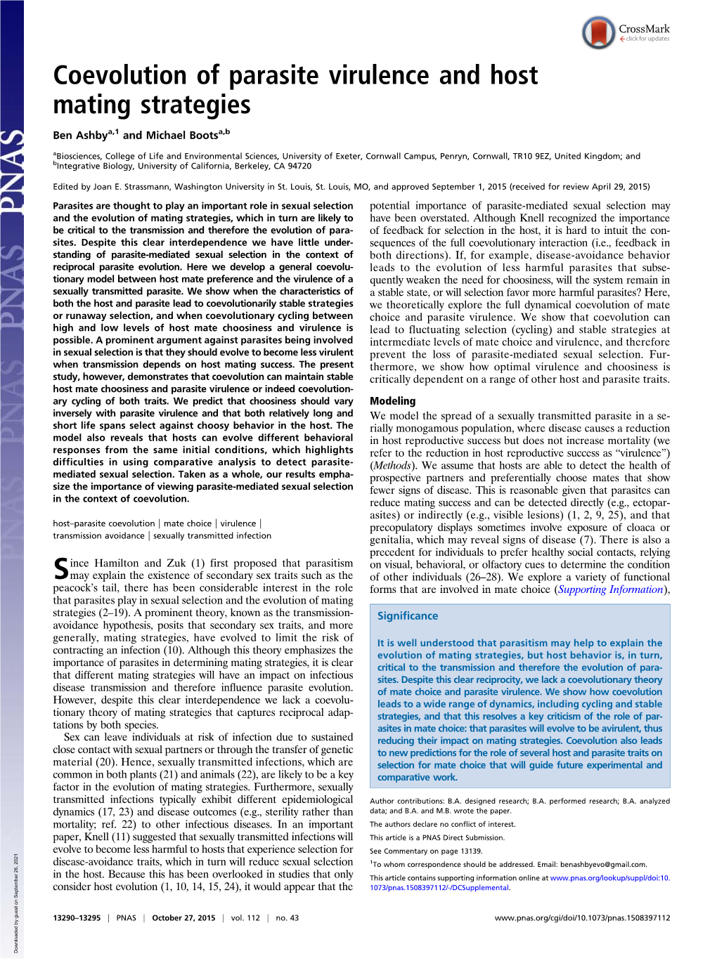 Coevolution of Parasite Virulence and Host Mating Strategies