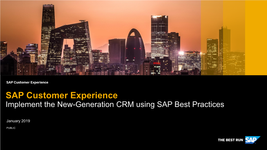 SAP Customer Experience Implement the New-Generation CRM Using SAP Best Practices