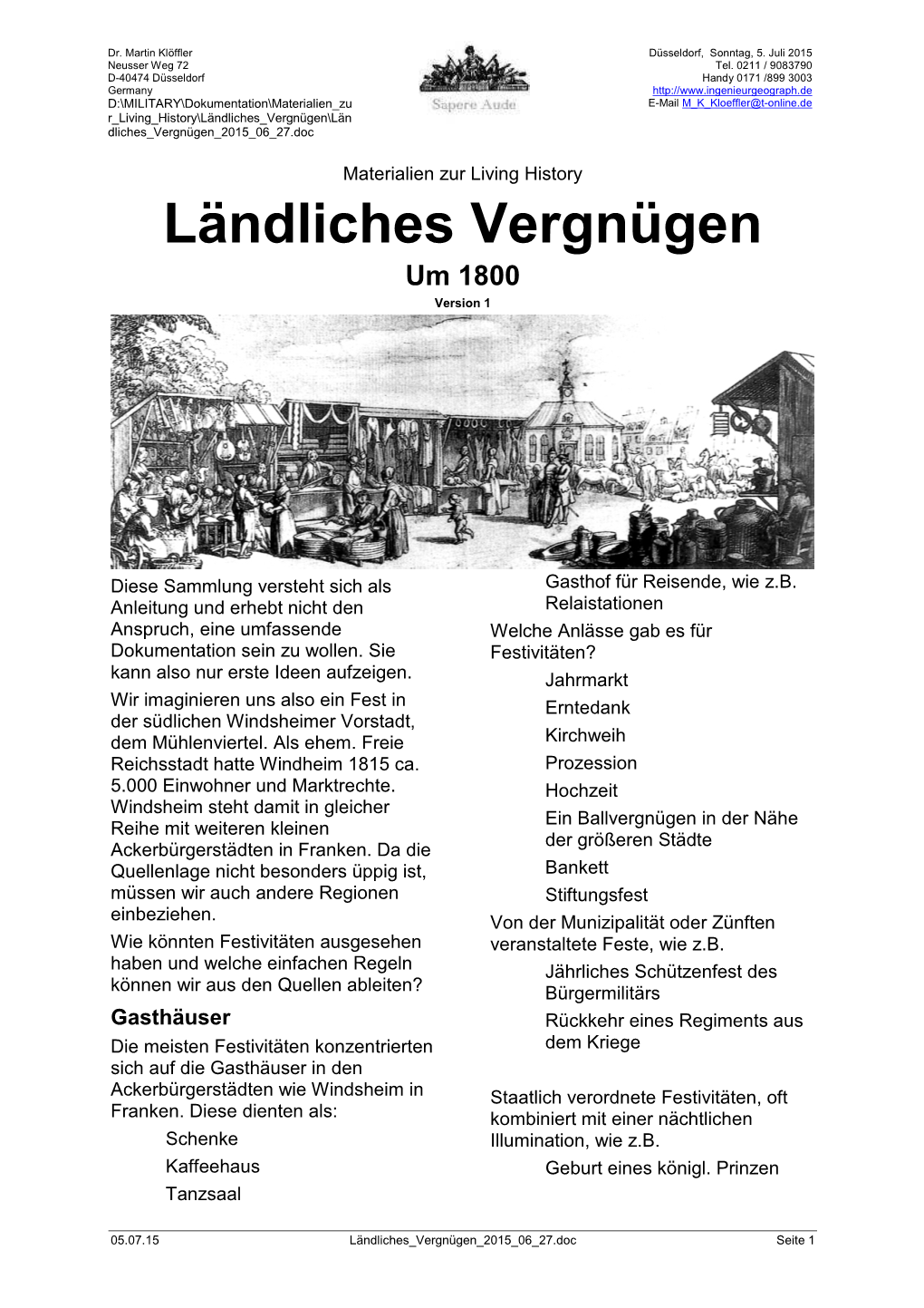 Ländliches Vergnügen Um 1800 Version 1