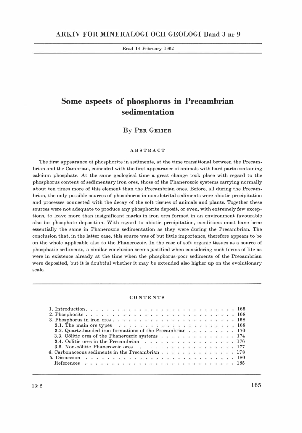 Some Aspects of Phosphorus in Precambrian Sedimentation