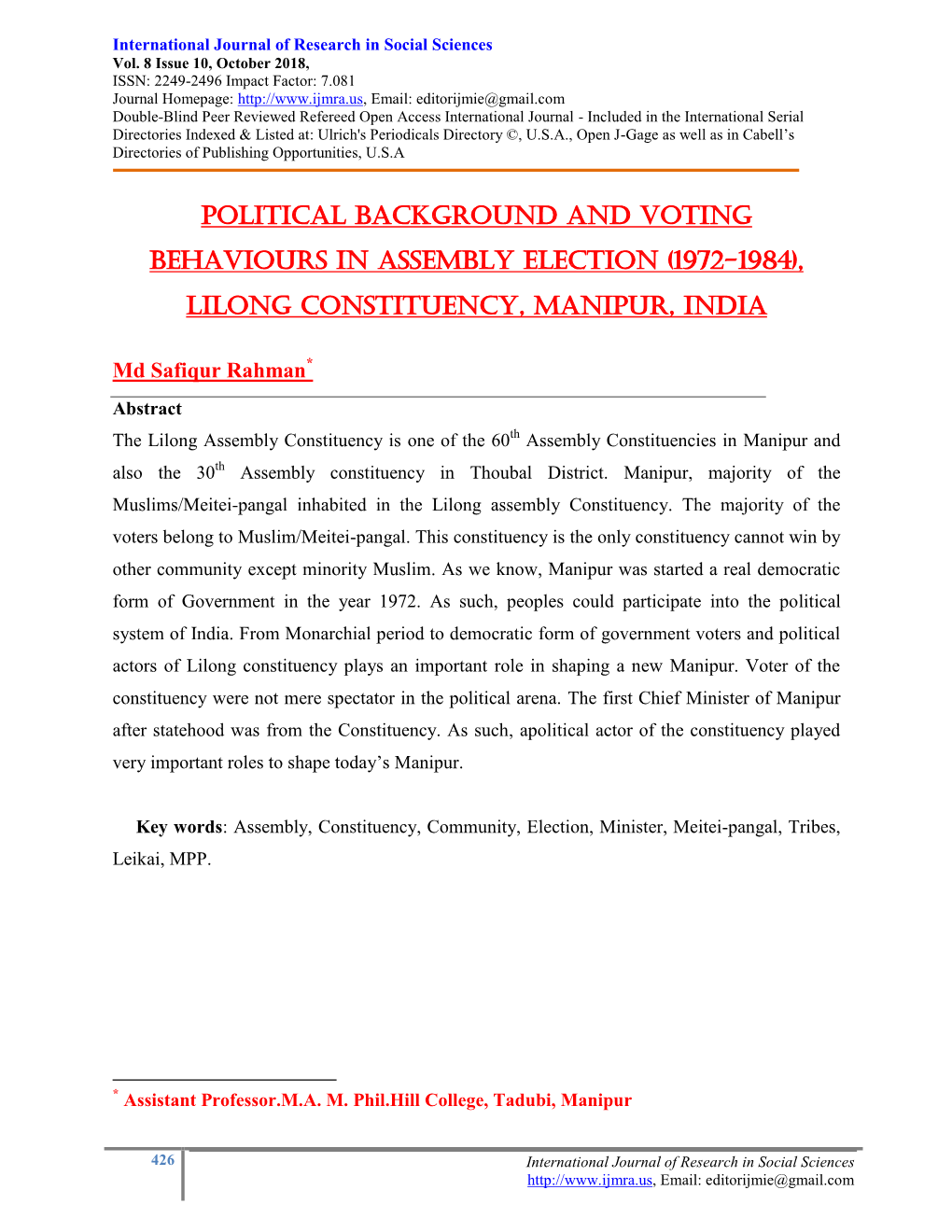 Lilong Constituency, Manipur, India