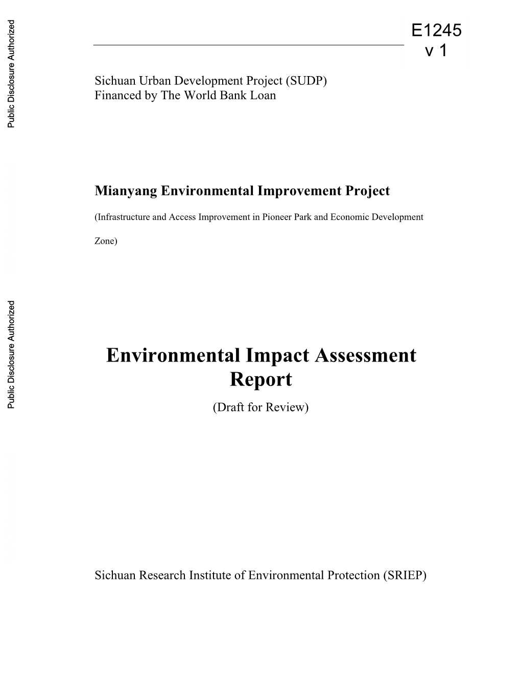 Mianyang Environmental Improvement Project