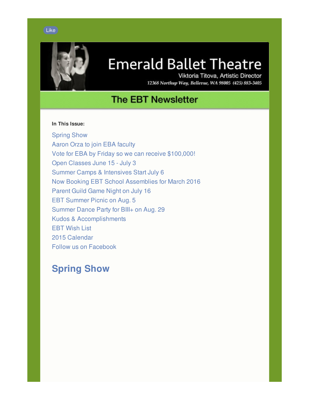 June 2015 Newsletter