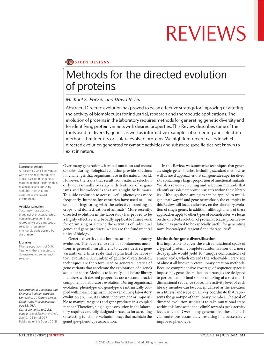 Methods for the Directed Evolution of Proteins