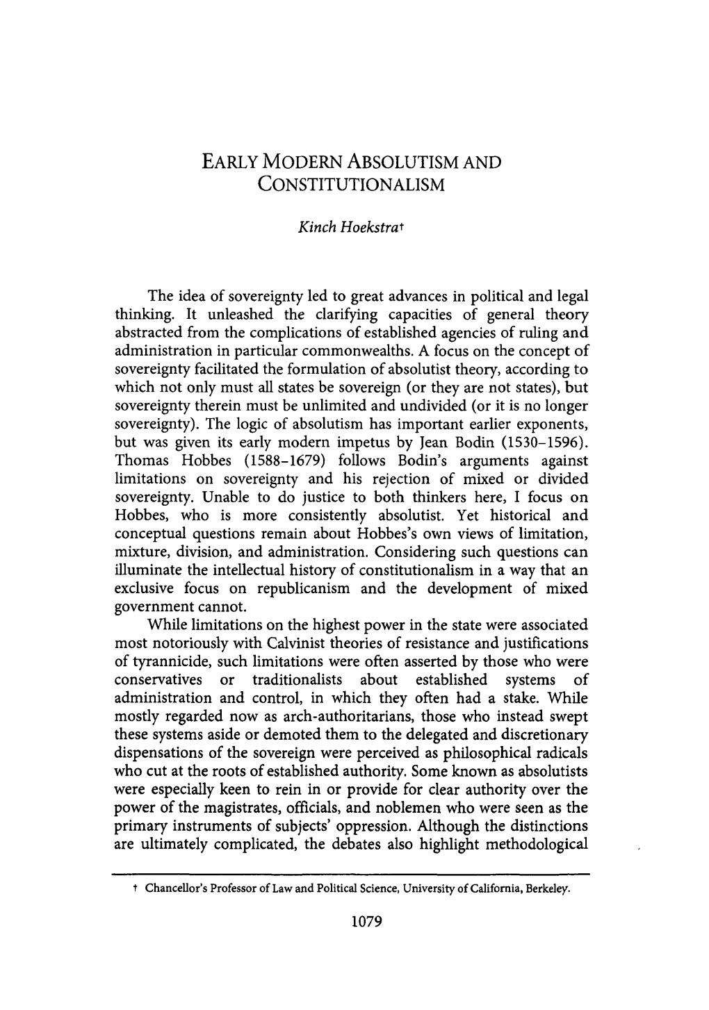 Early Modern Absolutism and Constitutionalism