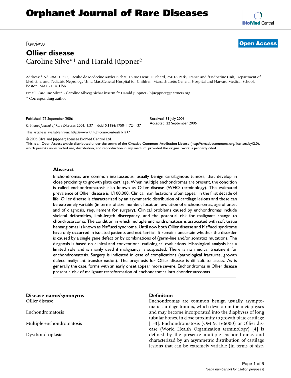 Orphanet Journal of Rare Diseases Biomed Central